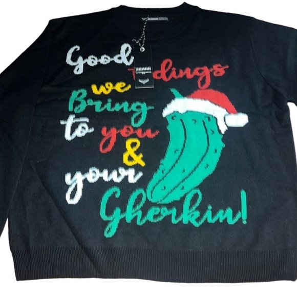 Threadbare Plus Christmas Gherkin Women's Crew-Neck Knit
Sweater In Black 12US - Picture 9 of 15